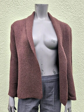 Elena Solano Ladies Brown Pure Thick Merino Wiil Open Front Blazer